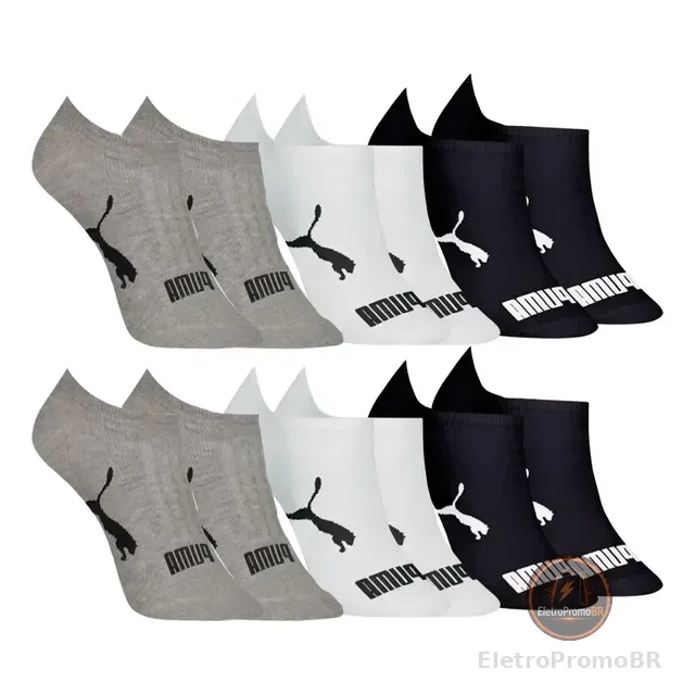 Kit 6 Pares Meias Invisível Puma Sapatilha Adulto Original