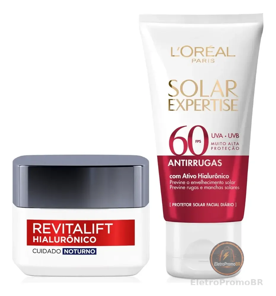 Kit Revitalift Hialurônico + Solar Expertise Antirrugas FPS60 L'Oréal Paris