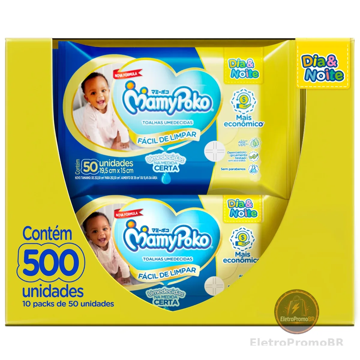MamyPoko Lenços Umedecidos Dia&Noite 500 Unidades