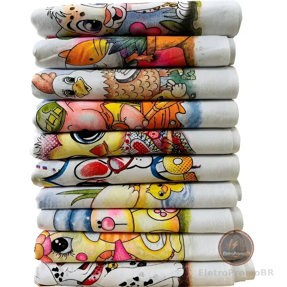 Kit 10 Pano De Prato Estampado 100% Algodão - 38cm X 63cm