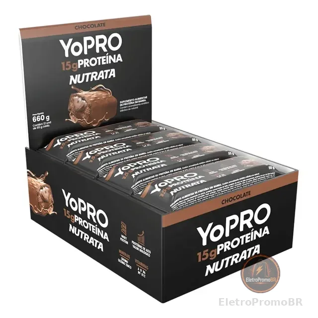 Yopro Bar 55g Display Com 12 Unidades Chocolate Nutrata