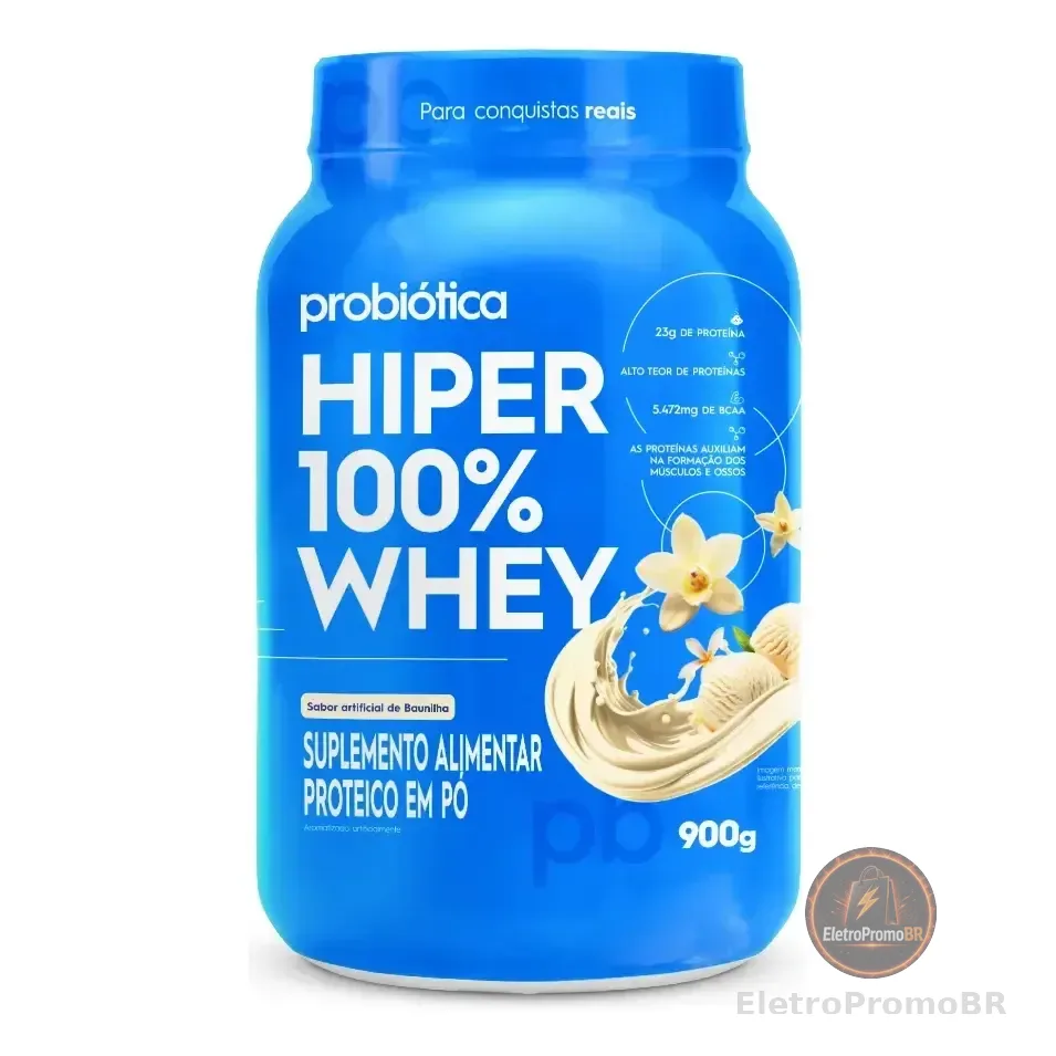 Hiper 100% Whey (900g) - Probiótica Sabor Baunilha