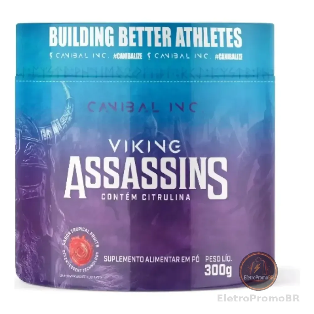 Viking Assassins Pre Treino 300g Canibal Sabor Frutas Tropicais Caféina Beta Alanina