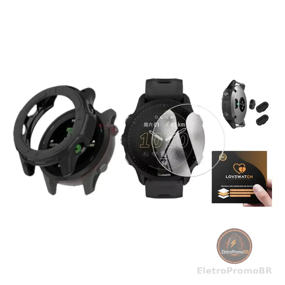 Kit Película Vidro Temperado + Case Love Watch Para Garmin Forerunner 255