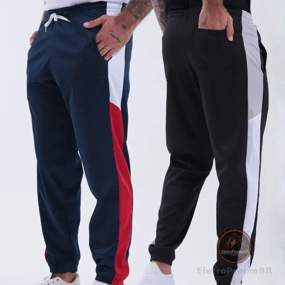 Kit2 Calça Moletom Masculina Academia Corrida Chimpa Esporte Preto G