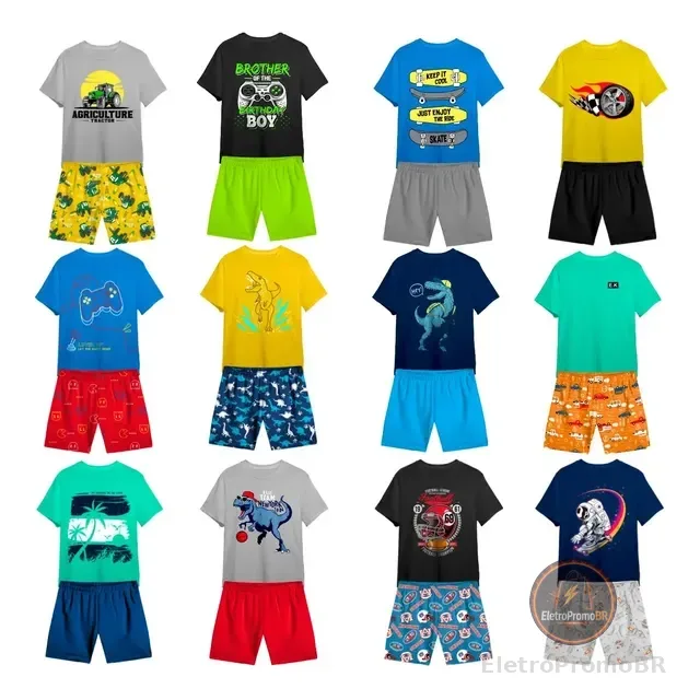 Kit 10 Peças De Roupa Infantil Menino 5camisas+ 5shorts