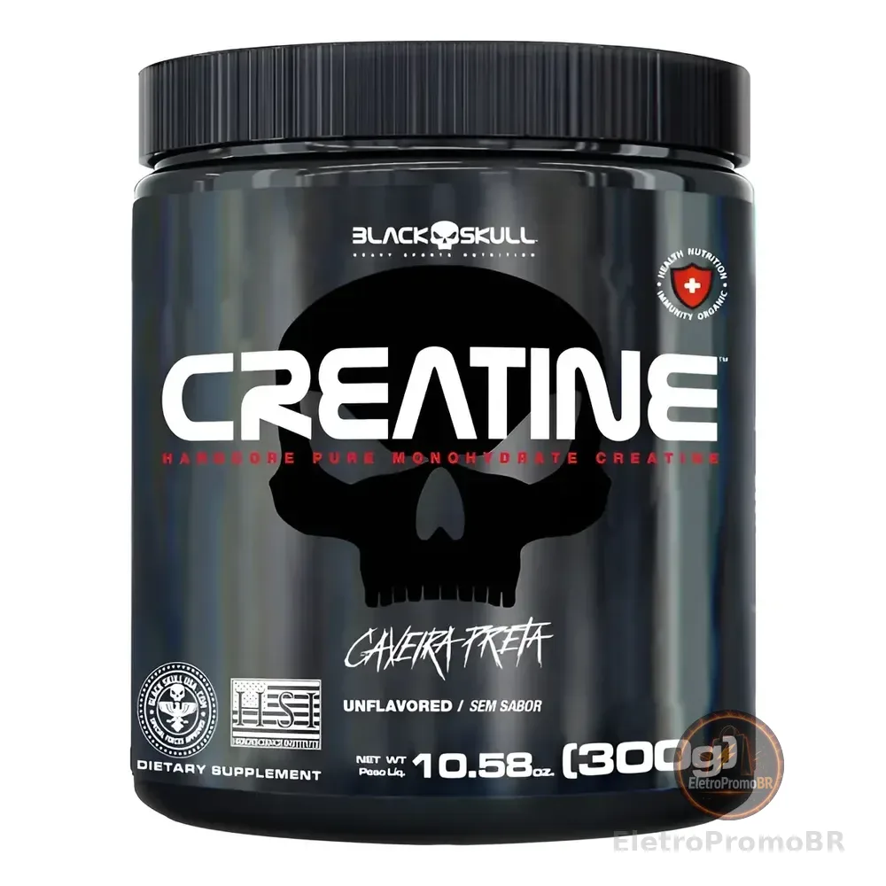 Creatina Pura Monohidratada 300g Pote Black Skull Sabor Sem Sem Sabor