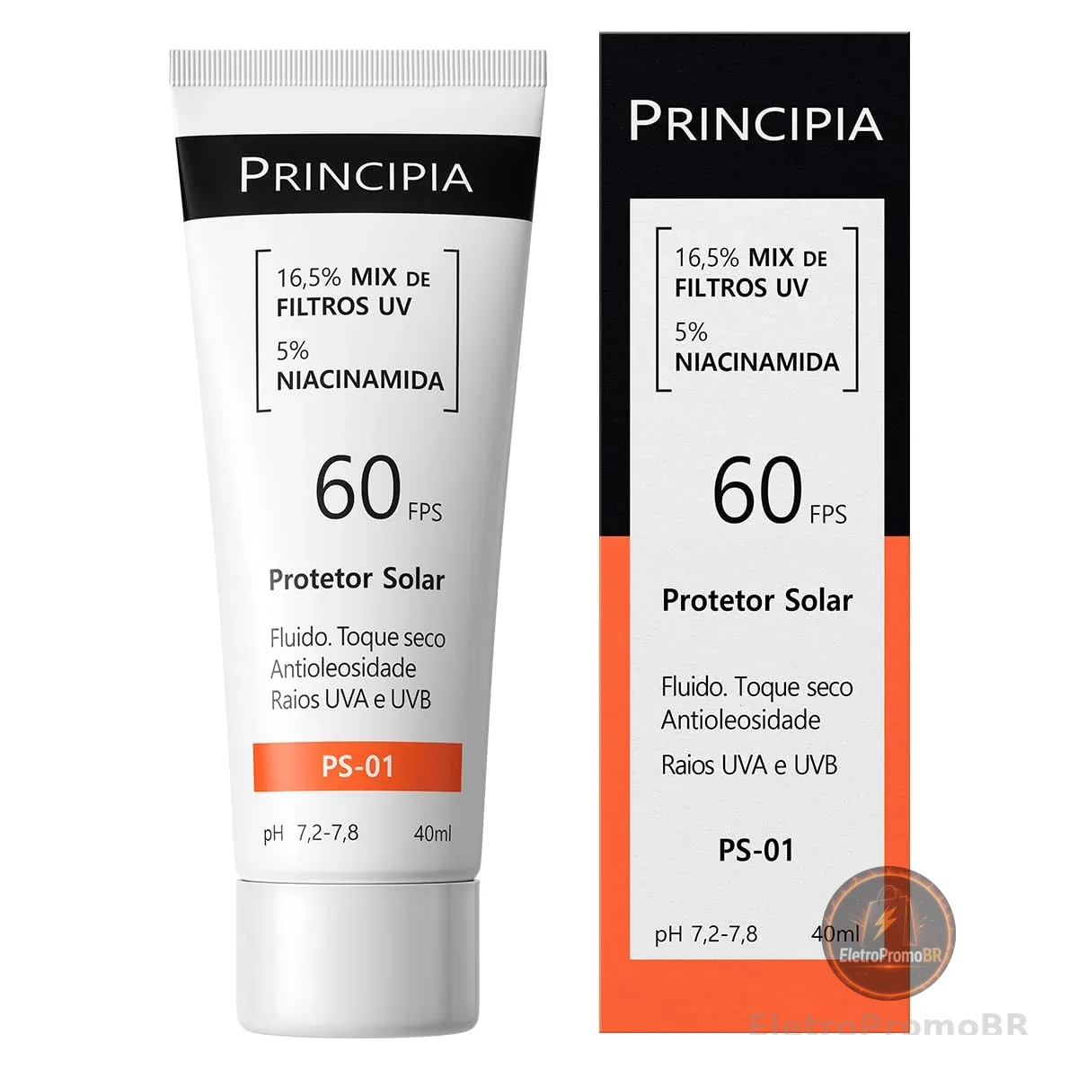 Protetor Solar Facial 16,5% Mix de Filtros UV + 5% Niacinamida FPS 60 PS-01 com 40ml