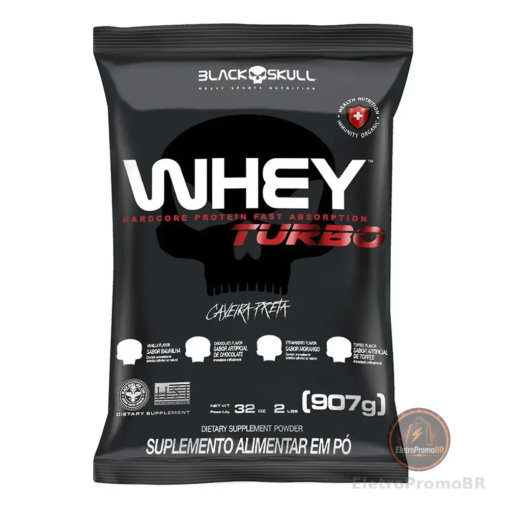 Turbo Whey Protein Nutri Isolado E Concentrado Caveira Preta Sabor Baunilha