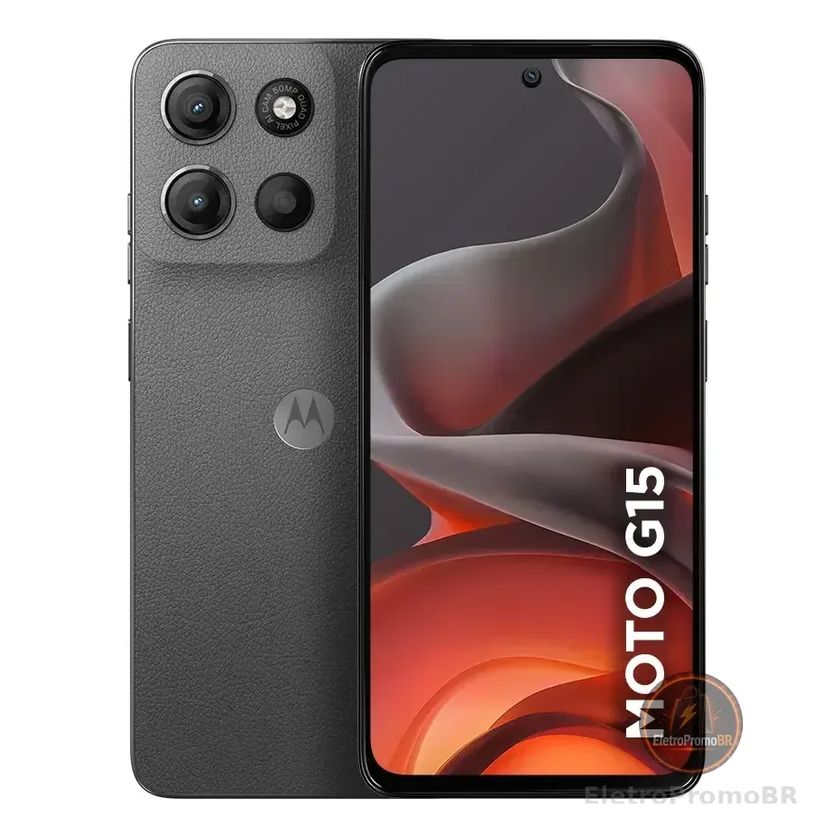 Smartphone Motorola Moto G15 - 256gb 12gb (4gb Ram+8gb Ram Boost) E Camera 50mp Com Ai E Night Vision Bateria De 5200 Mah Tela Fhd+ 6.7 Com Superbrilho Nfc - Grafite