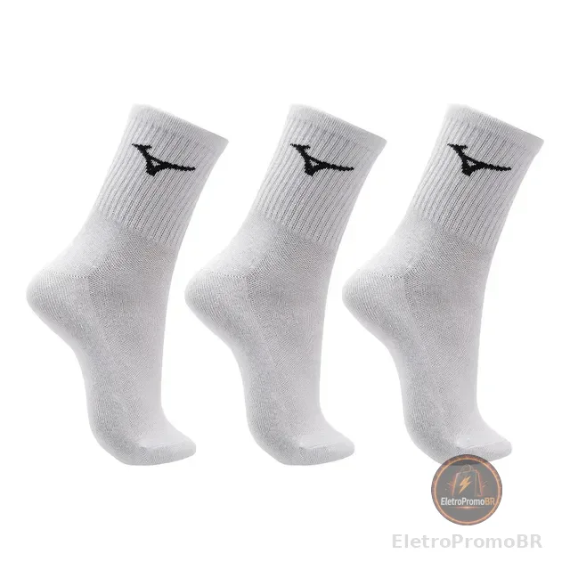 Kit 3 Pares Meia Esportiva Mizuno Cano Médio Original