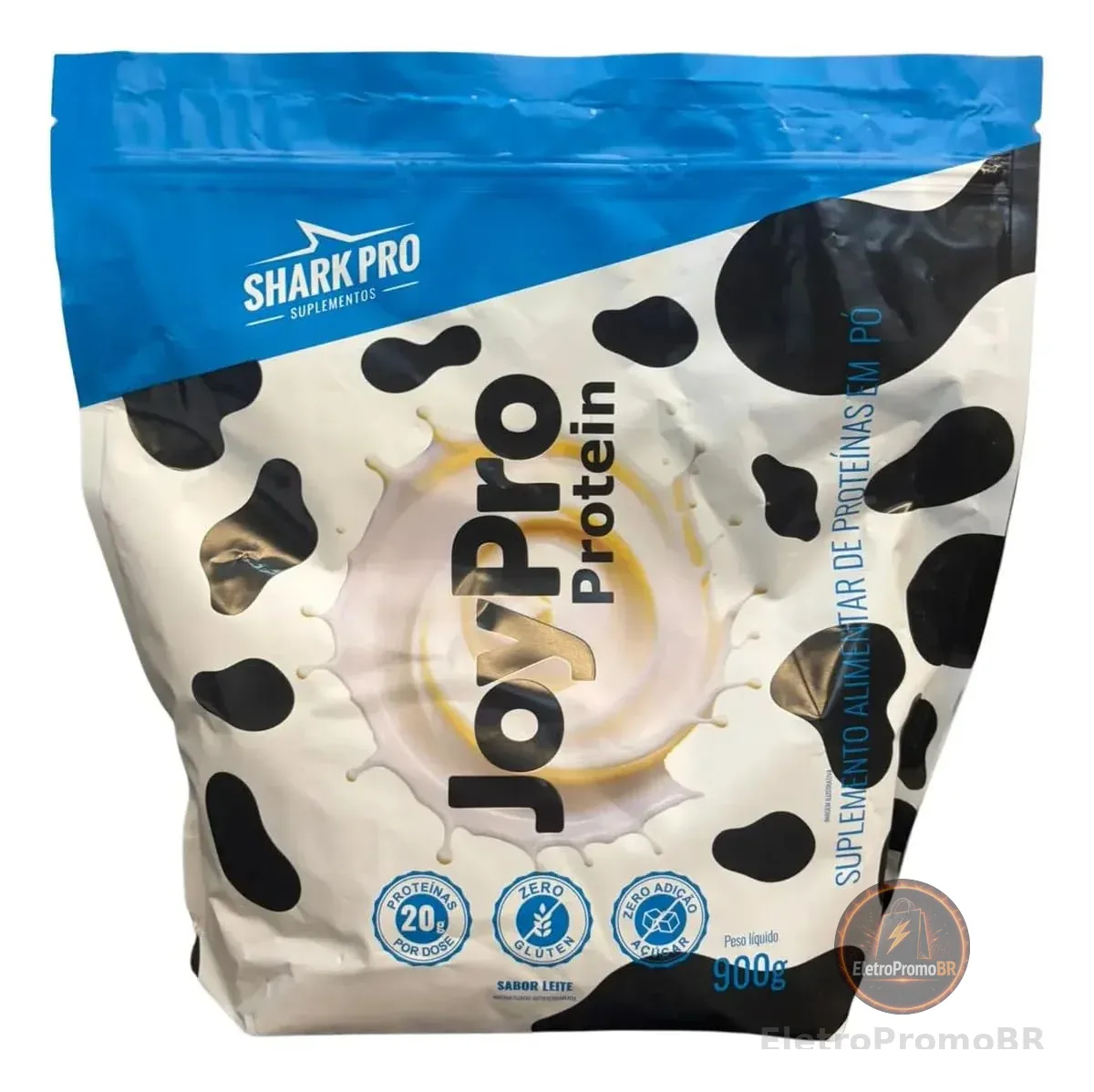 Shark Pro Suplementos Whey Joypro Refil Pouch 900g Sabor Leite Proteina do Soro com Peptideos de Colageno Vitaminas e Minerais Suplemento Alimentar