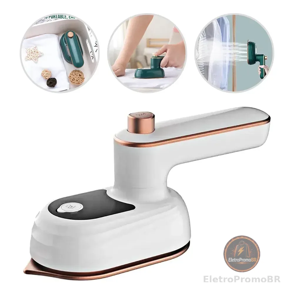 Mini Ferro De Passar Roupa A Vapor Para Viagem Bivolt Branco 127/220v