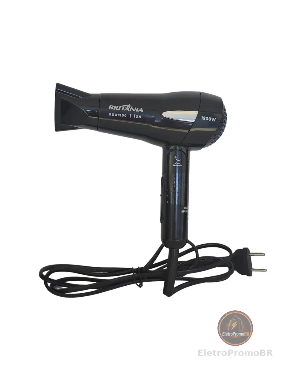 Secador de Cabelos Britânia BSC1200 Íon Tourmaline 1200W Preto Bivolt Automático