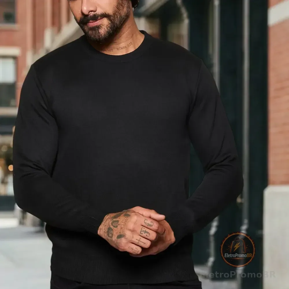Tricot Gola Careca Broken Rules 590222 Preto Liso M