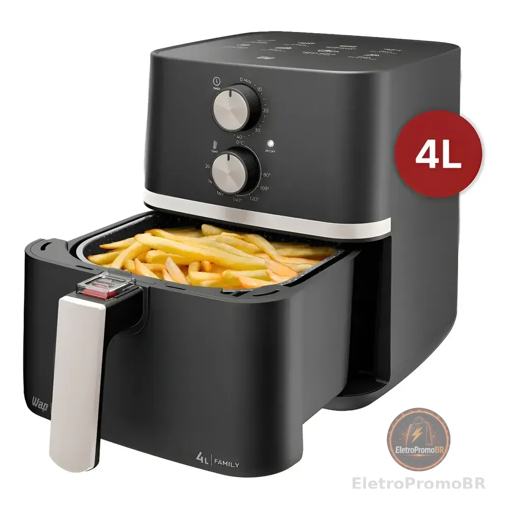Fritadeira Elétrica Wap Air Fryer Family 4l Antiaderente E Com Desligamento Automático 1500w Preto, Cinza E Champagne 127v