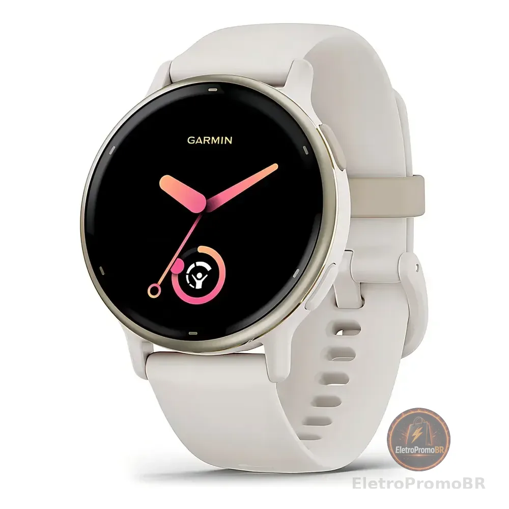 Smartwatch Garmin Vívoactive Vivoactive 5 Tela De 1.2  Com Pulseira De Silicone Cor Branco Y Caixa Color Marfim Dourado