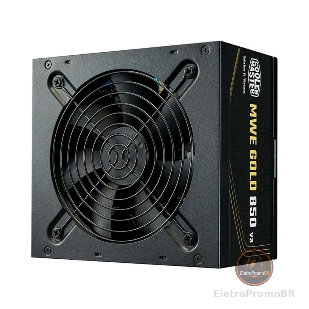 COOLER MASTER, FONTE COOLER MASTER ATX 3.1 850W MWE GOLD 850 V3 PFC ATIVO 80 PLUS GOLD COM CABO DE FORCA GARANTIA 5 ANOS
