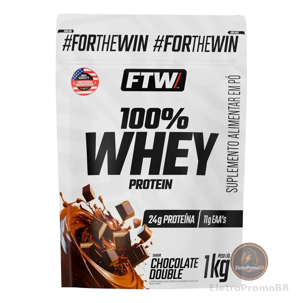 Suplemento Whey Protein 100% Concentrado Refil 1kg Sabor Chocolate Double Ftw Duplo Chocolate