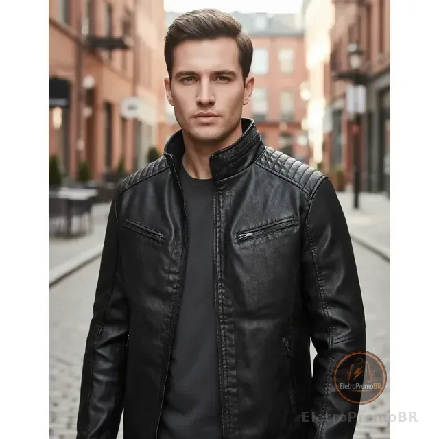 Jaqueta De Couro Masculina Slim Promoção Frio Inverno