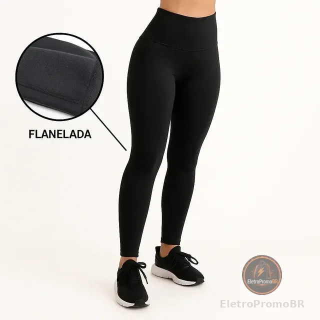 Calça Legging Feminina Suplex Térmica Cós Alto Peluciada