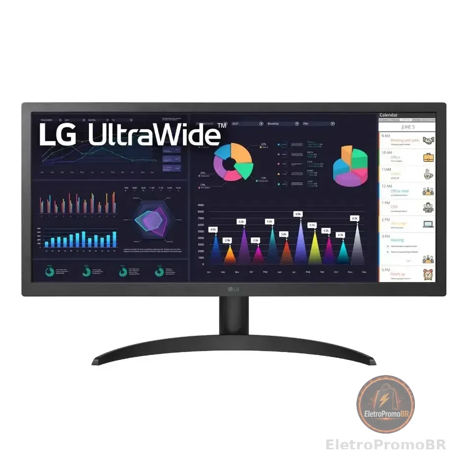 Monitor Gamer Ultrawide 25,7'' Ips Full Hd 26wq500-b LG Preto 127/220v