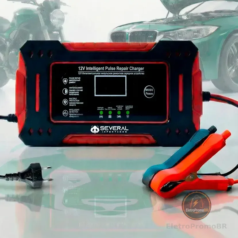 Carregador Inteligente De Bateria Automotiva Several Importados 12v Portátil Rápido Para Carro Moto E Veículos Several