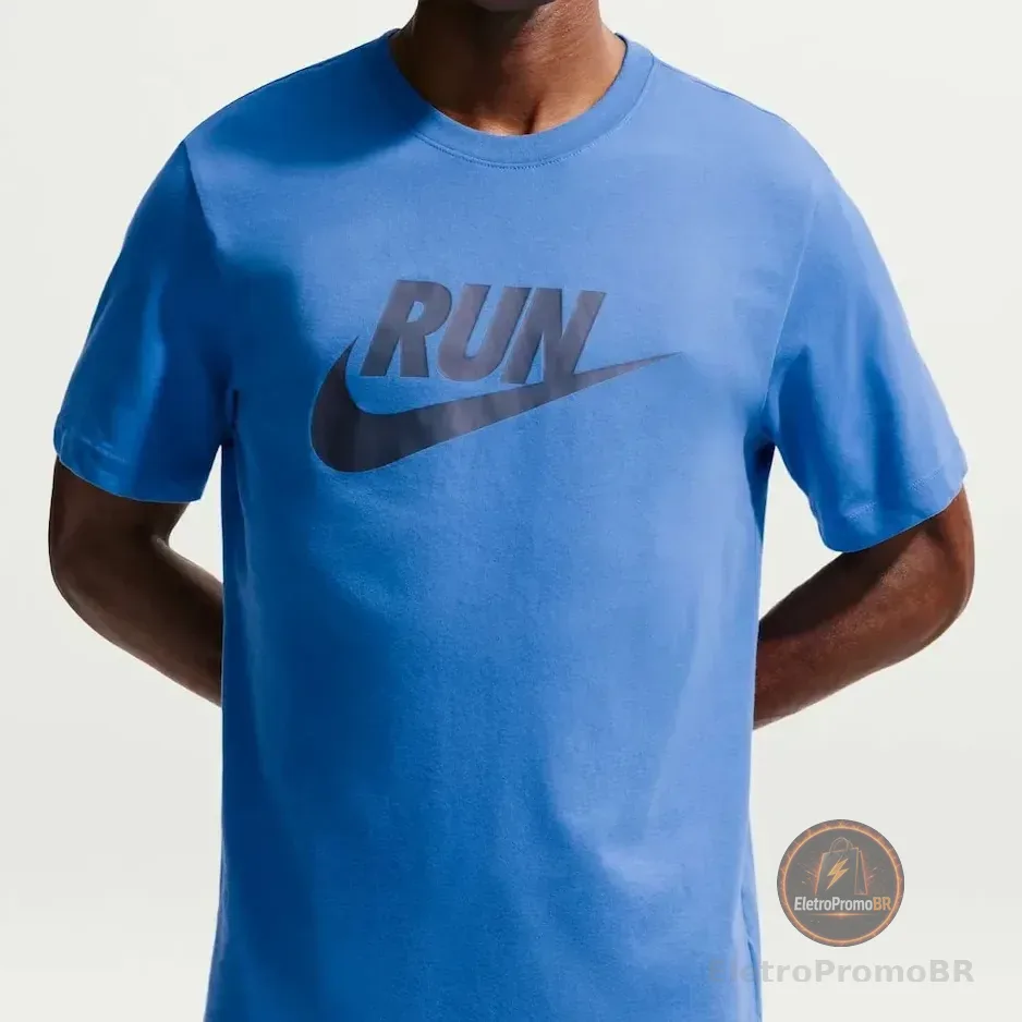Camiseta Dri-fit Nike Run Swoosh Masculina Azul/preto P