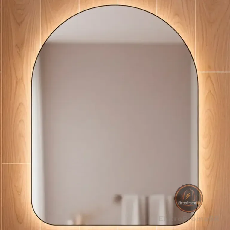 Espelho Orgânico Capela Led 44x64 Para Sala Quarto Banheiro Moldura Capela Led Frio