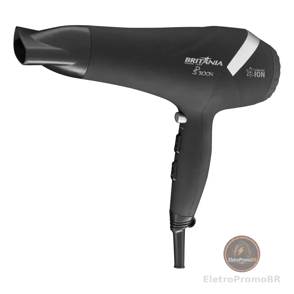 Secador De Cabelo Britânia 2 Temperaturas 2000w Sp3100n 127v Preto