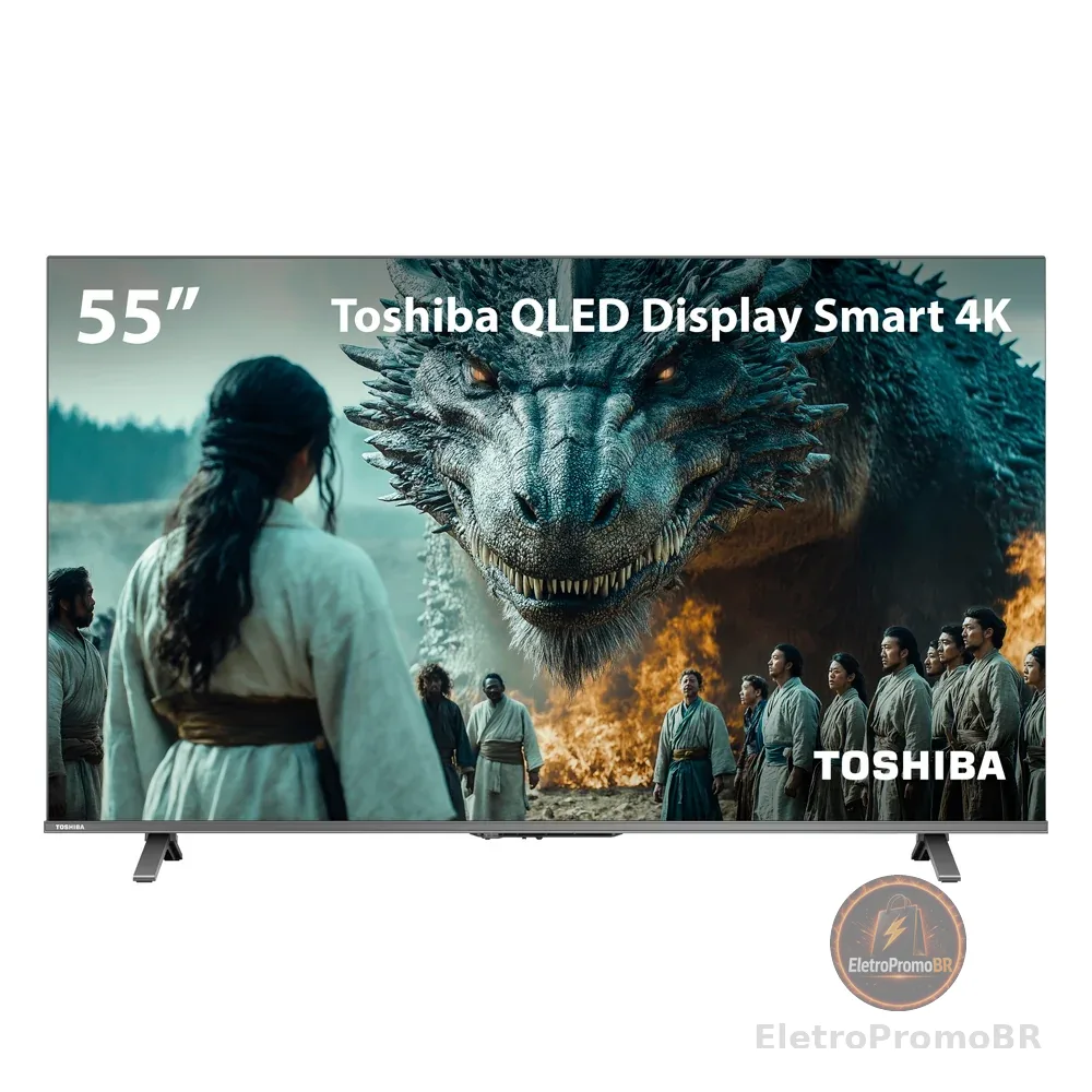 Smart TV QLED 55" 4K Toshiba Google TV 3 HDMI 2 USB Wi-Fi