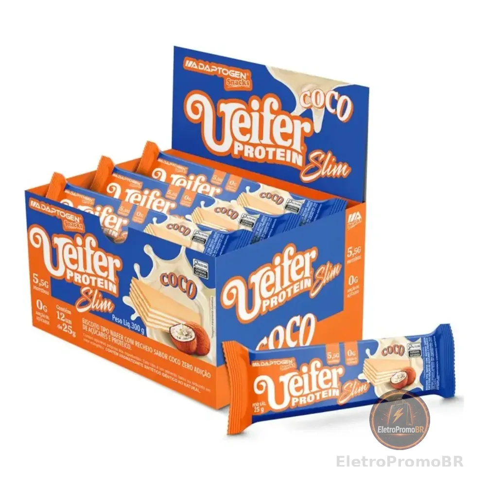 Wafer Proteico Ueifer Adaptogen Coco 12un 40g Coco