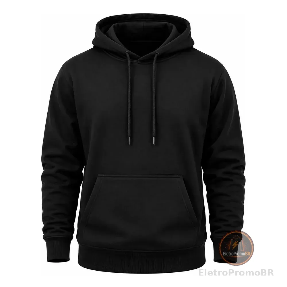 Blusa Moletom Canguru Liso Básico Premium Várias Cores G Preto