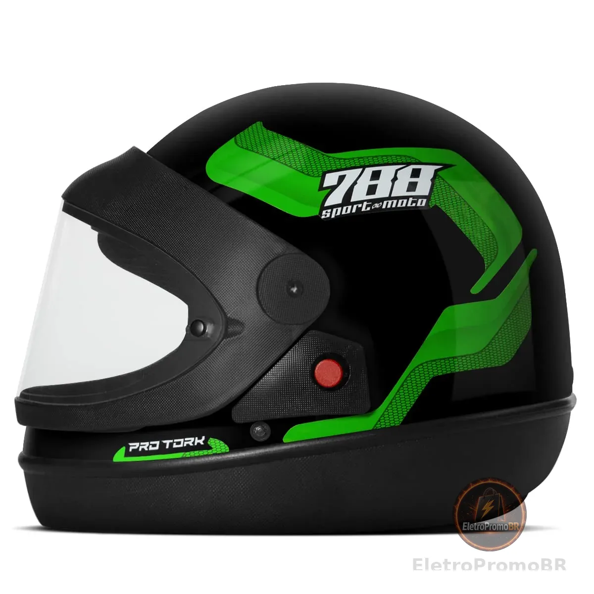 Pro Tork Capacete Sport Moto 788 56 Preto/Verde