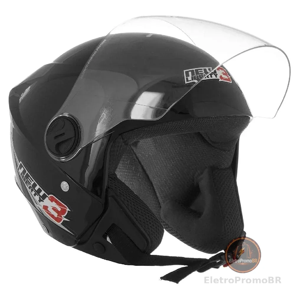 CAPACETE ABERTO PRO TORK NEW LIBERTY 3 SOLID PRETO FOSCO TAM. 56