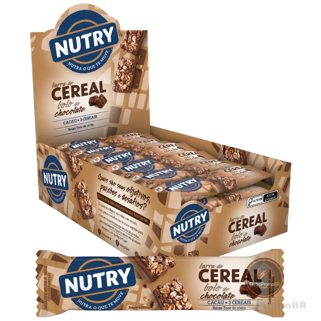 Barra De Cereal Nutry Bolo de Chocolate Cx 24 Unidades 528g - Nutrimental