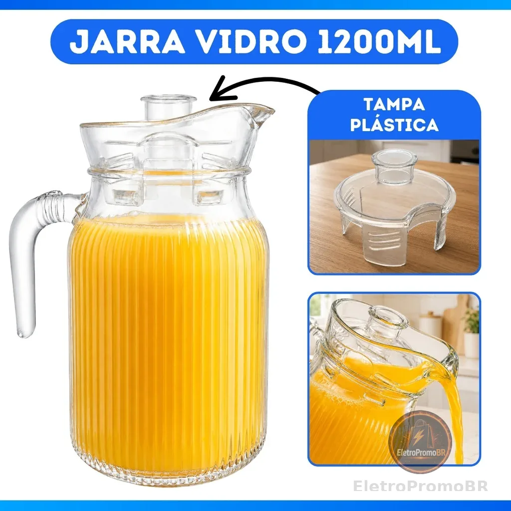 Jarra De Vidro Com Alça Cozinha 1200 ML