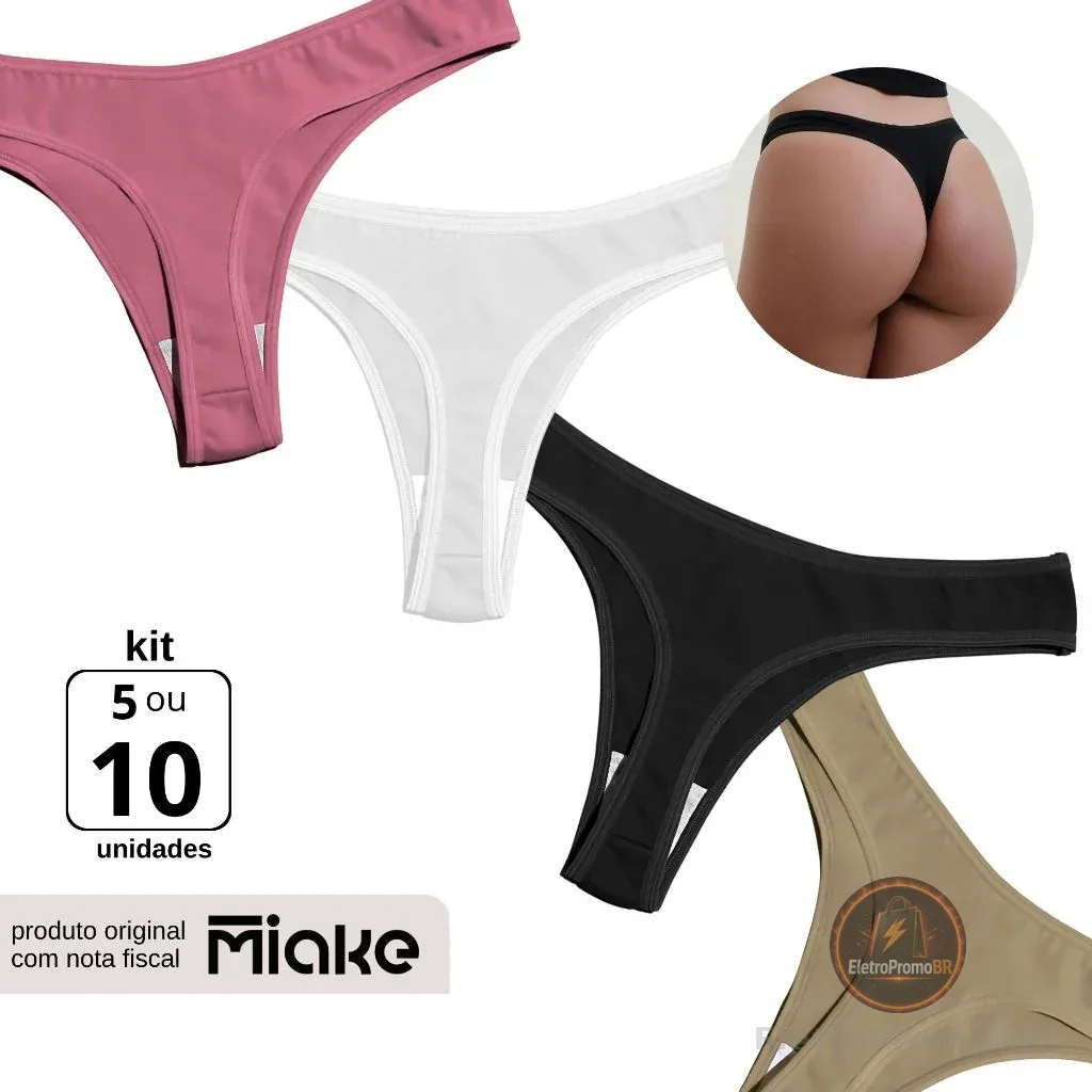 Kit Calcinhas Fio Dental Algodão Conforto Cotton Feminina Atacado
