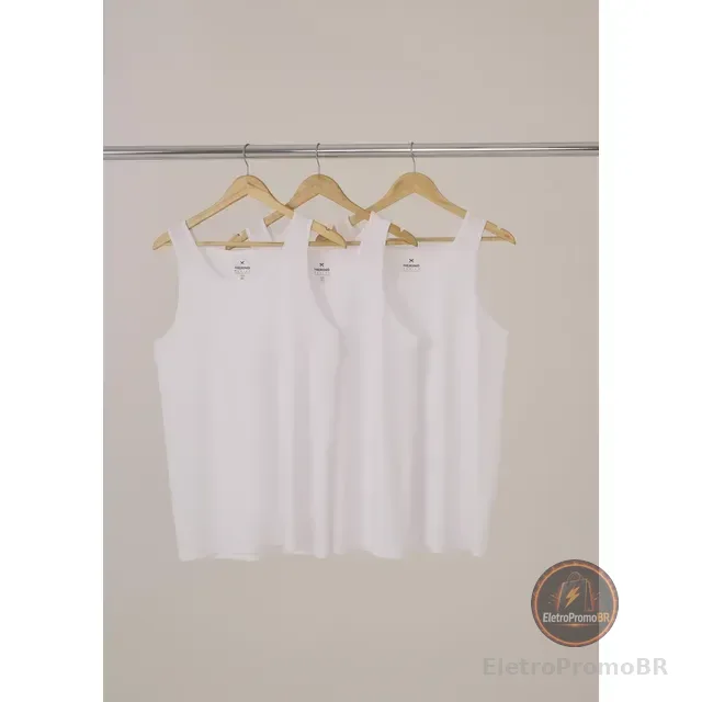 Kit Com 3 Regatas Masculinas Básicas Slim Hering