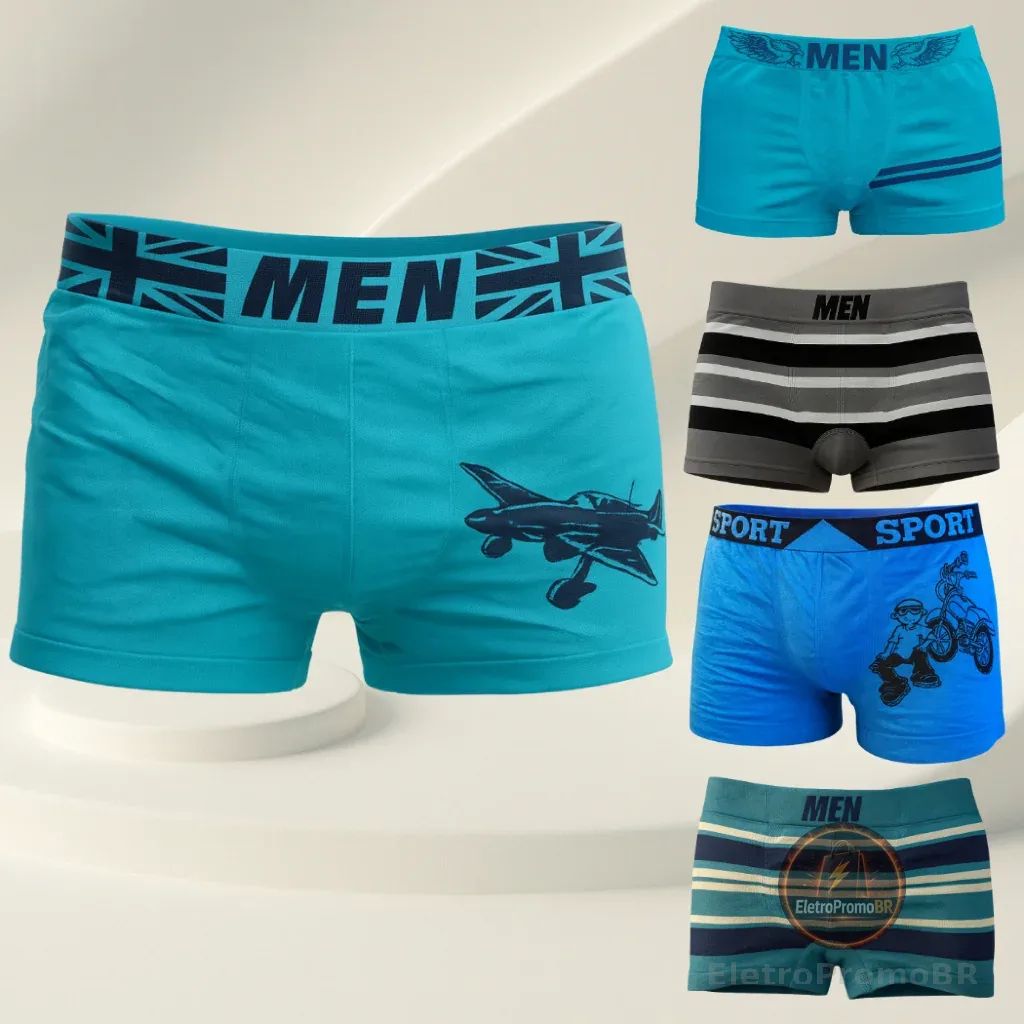Cueca Boxer Infantil Juvenil Kit 5 ou 10 Peças Microfibra Menino 2 a 16 Anos Confortável