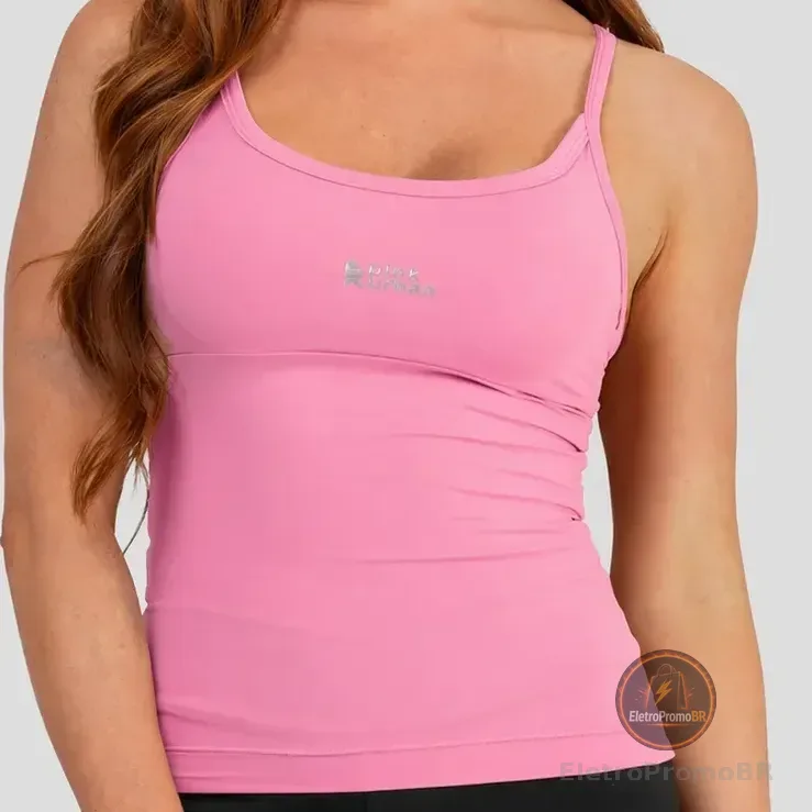 Regata Alça Fina Fitness Blusa Feminino Poliamida Camiseta Rosa Pantera Lisa P