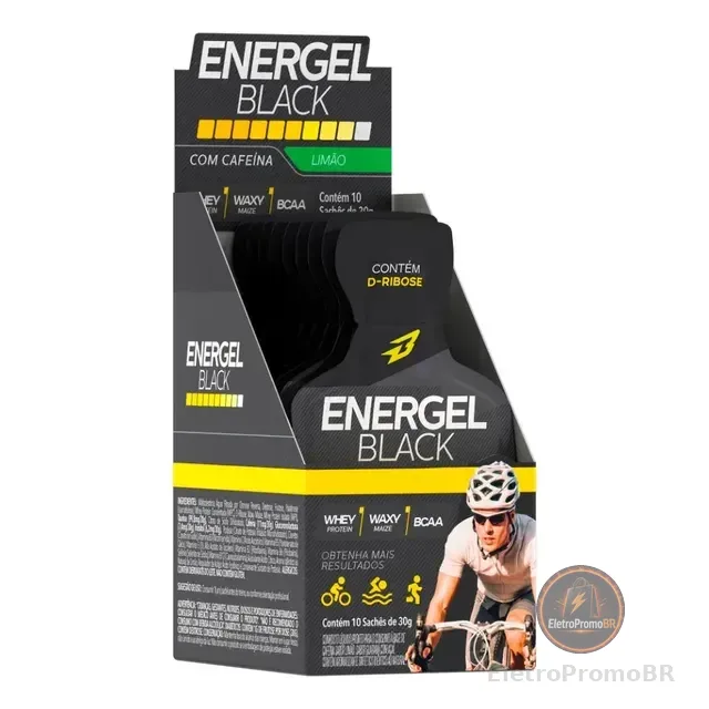 Carbo Gel Energel Black Com Cafeína Cx 10 Sachês Bodyaction