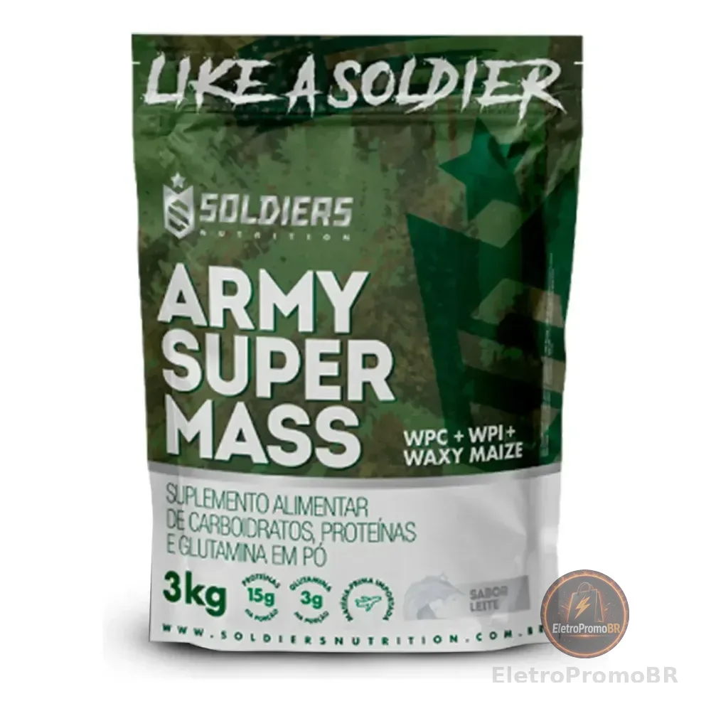 Whey Hipercalórico Army Super Mass 3kg 100% Importado Soldiers Nutrition Suplemento Proteína Muscular Leite