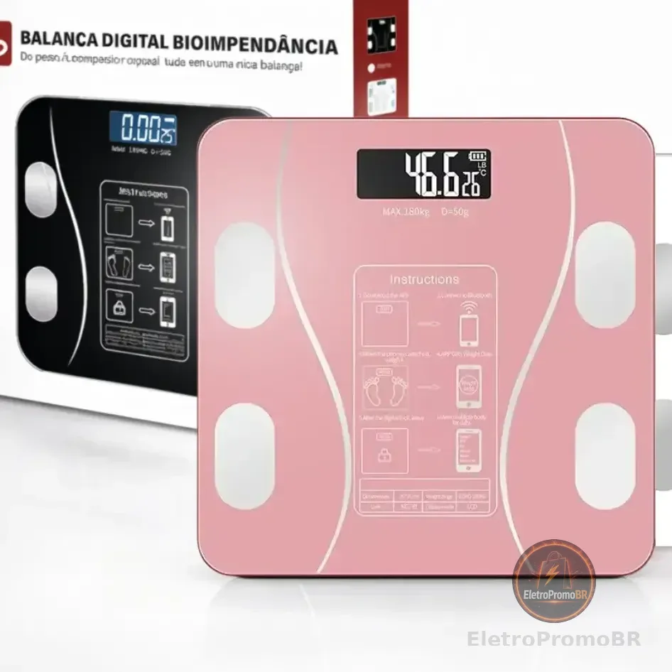 Balança Digital Corporal Epsilon Eps-6905 Bluetooth Para Saúde E Fitness App Cor Rosa