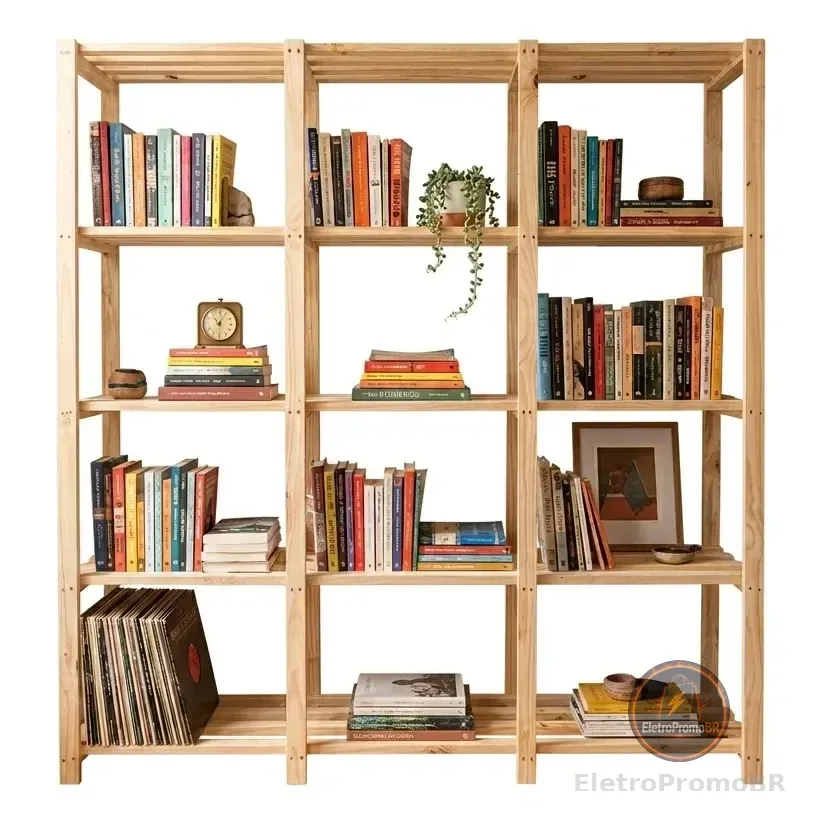 Estante Para Livros De Madeira 5 Prateleiras Reforçada Marrom