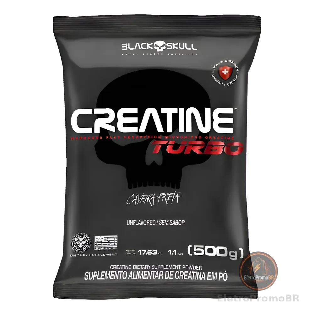 Creatina Turbo Refil 500 G Black Skull Sem Sabor