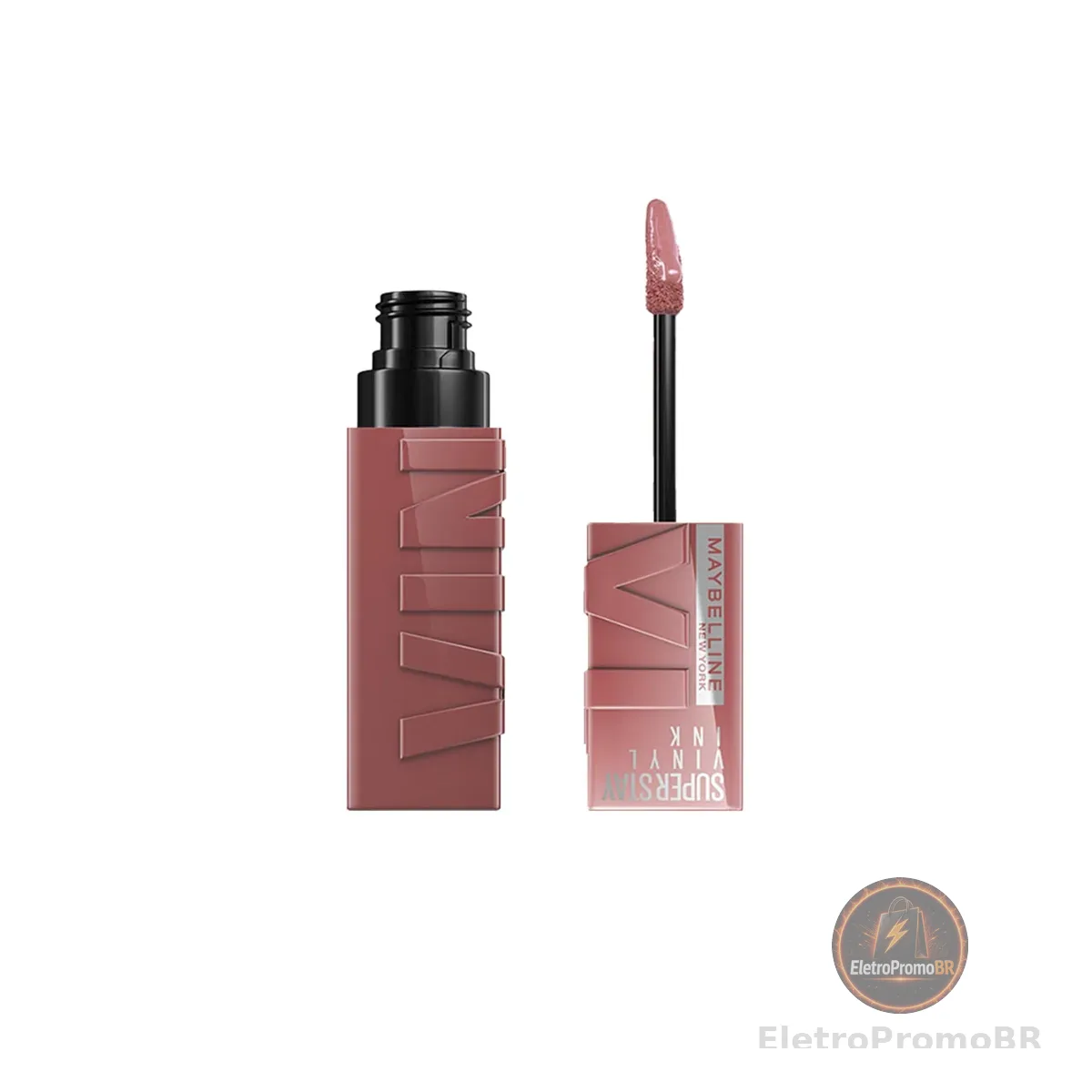 Maybelline NY SuperStay Vinyl Ink Batom Líquido, Longa Duração, Acabamento Vinil Espelhado e Efeito Gloss, Brilho Instantâneo, Conforto para os Lábios, Fórmula Vegana, Cor Cheeky 4,2ml