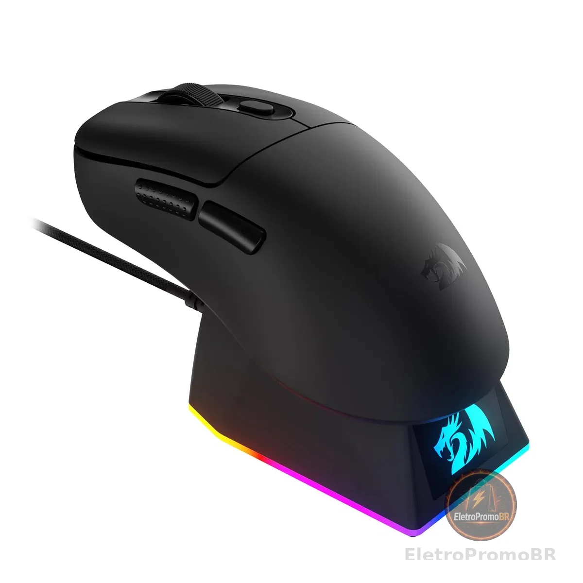 Mouse Gamer Redragon Ebony Standard Preto 24000 DPI com Dock de Carregamento Magnético Tri Mode USB Tipo-C, USB 2.4GHz, Bluetooth M998-STD-1K