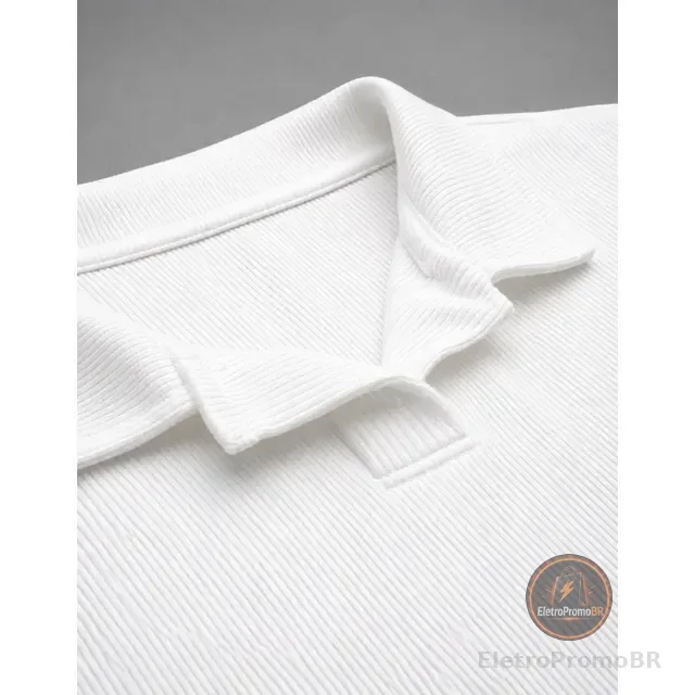 Camisa Camiseta Polo Masculina Texturizada Sem Botão