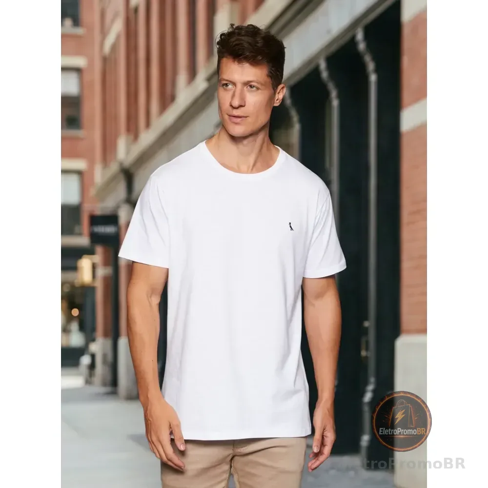 Camiseta Regular Essence Reserva Masculina Branco T-shirt Lisa M Liso